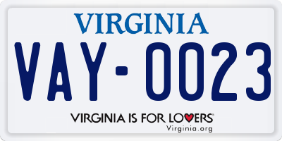 VA license plate VAY0023