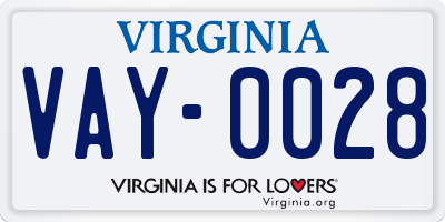 VA license plate VAY0028