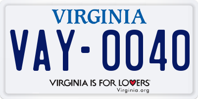 VA license plate VAY0040
