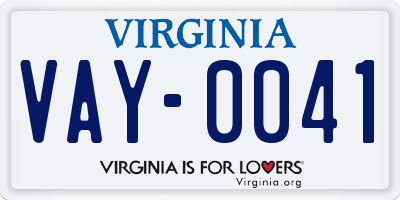 VA license plate VAY0041