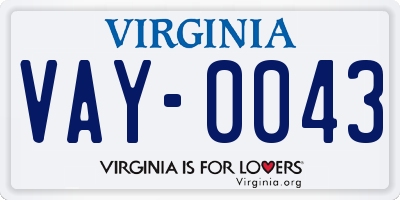 VA license plate VAY0043