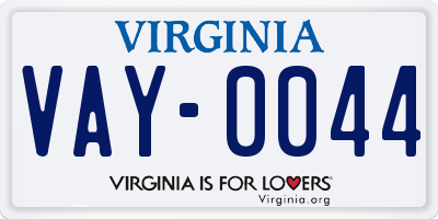 VA license plate VAY0044