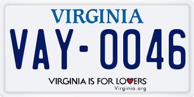 VA license plate VAY0046