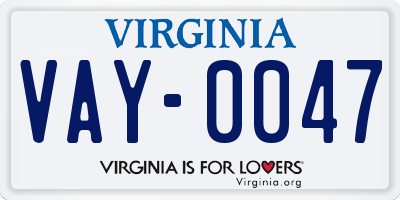 VA license plate VAY0047
