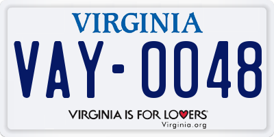 VA license plate VAY0048