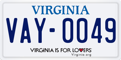VA license plate VAY0049