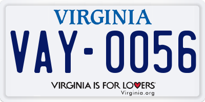 VA license plate VAY0056