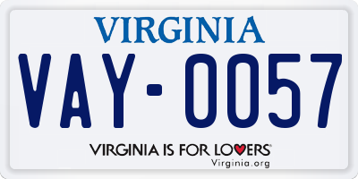 VA license plate VAY0057