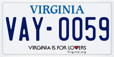 VA license plate VAY0059