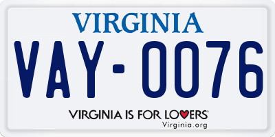 VA license plate VAY0076