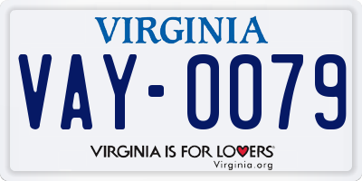 VA license plate VAY0079