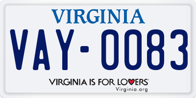 VA license plate VAY0083