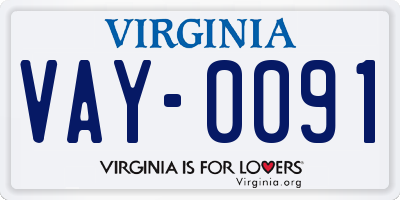 VA license plate VAY0091