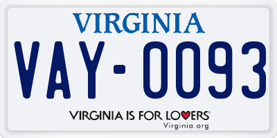 VA license plate VAY0093
