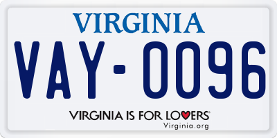 VA license plate VAY0096
