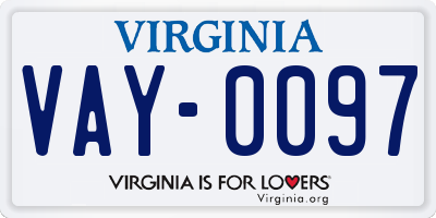 VA license plate VAY0097