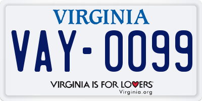 VA license plate VAY0099