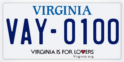 VA license plate VAY0100