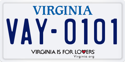 VA license plate VAY0101