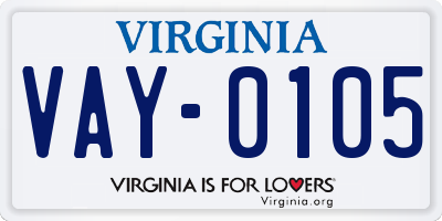 VA license plate VAY0105