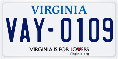 VA license plate VAY0109