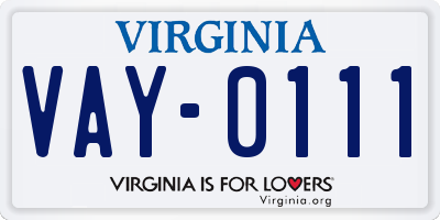 VA license plate VAY0111