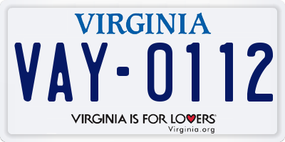VA license plate VAY0112