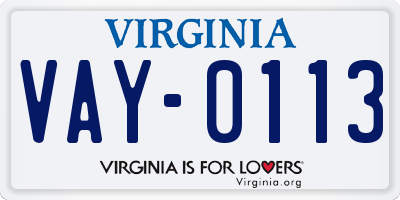 VA license plate VAY0113