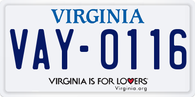 VA license plate VAY0116
