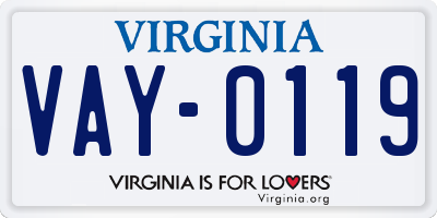 VA license plate VAY0119