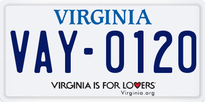 VA license plate VAY0120