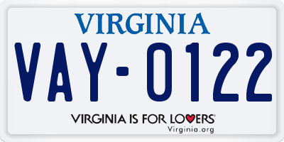 VA license plate VAY0122