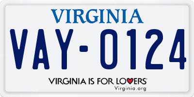 VA license plate VAY0124