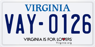 VA license plate VAY0126