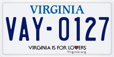 VA license plate VAY0127