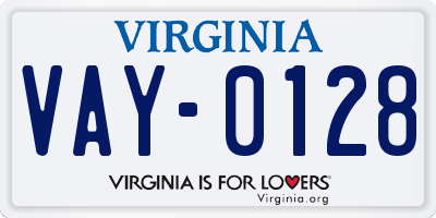 VA license plate VAY0128