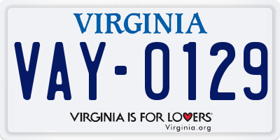 VA license plate VAY0129