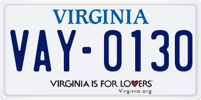 VA license plate VAY0130