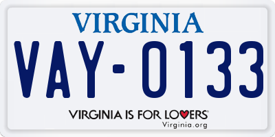 VA license plate VAY0133