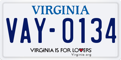 VA license plate VAY0134