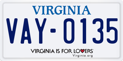 VA license plate VAY0135