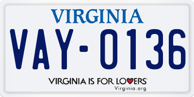 VA license plate VAY0136