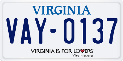 VA license plate VAY0137