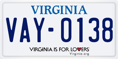 VA license plate VAY0138