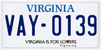 VA license plate VAY0139