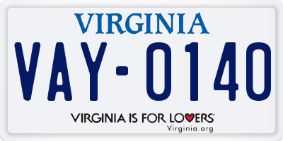 VA license plate VAY0140