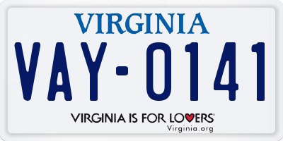 VA license plate VAY0141