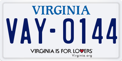 VA license plate VAY0144
