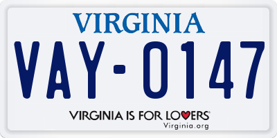 VA license plate VAY0147