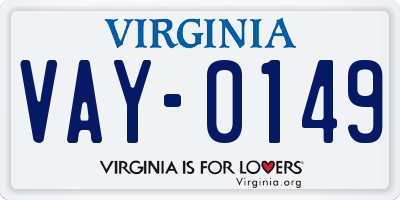 VA license plate VAY0149